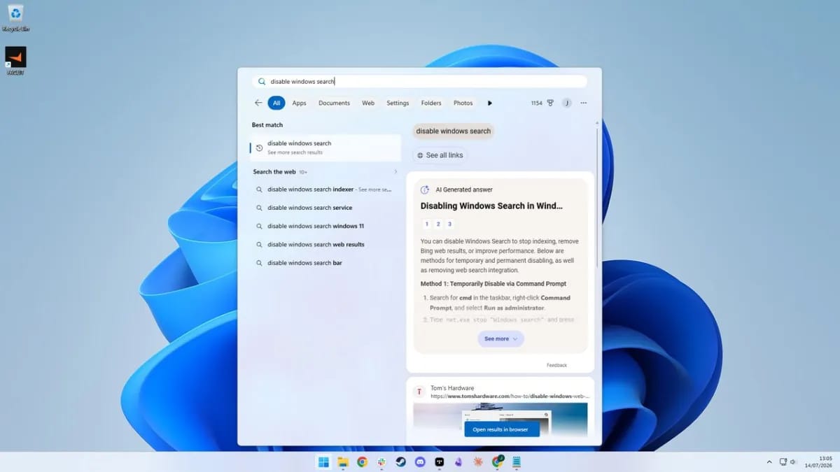 Windows 11 Start meniu paieška sulauks rimto atnaujinimo – pagaliau bus galima visiškai išjungti paieškos internete rezultatus