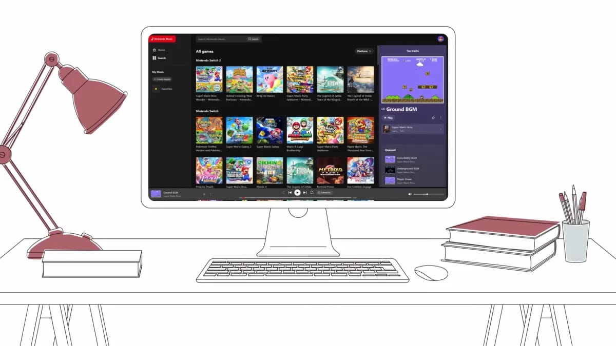 Nintendo Music paleidžia web player'į ir prideda Mario Kart World garso takelį
