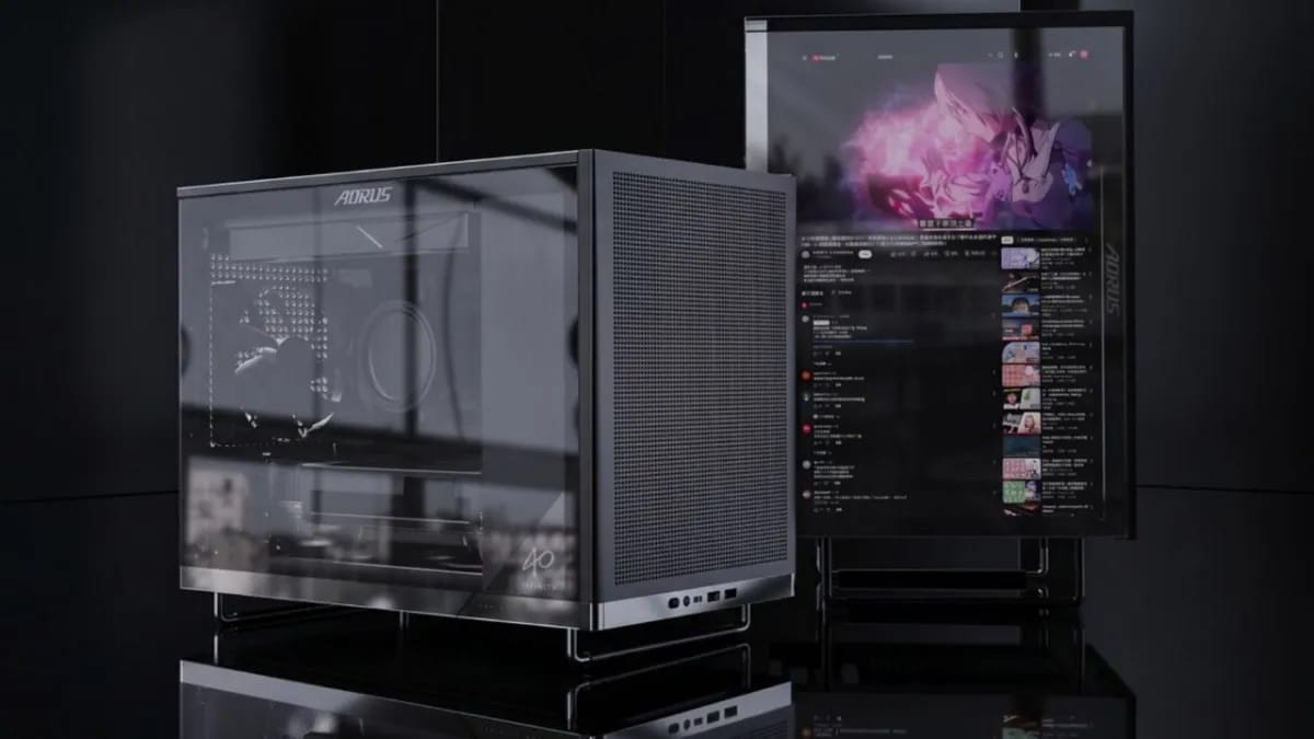 Gigabyte Aorus C510: microATX dėžė su 16 colių LCD ekranu šone